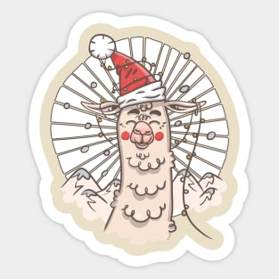 Santa Llama Sticker